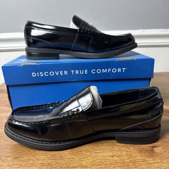 Nunn Bush Shoes Mens 9W Lincoln Penny Loafers Black Leather Casual 85538-009 - Picture 4 of 11